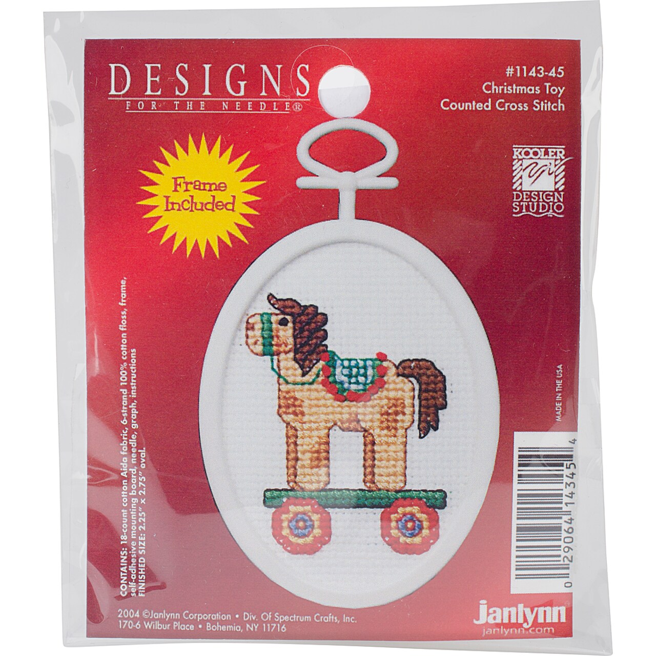 Janlynn Mini Counted Cross Stitch Kit 2.75" Oval-Christmas Toy